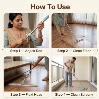 360° Silicone Floor Wiper Mop